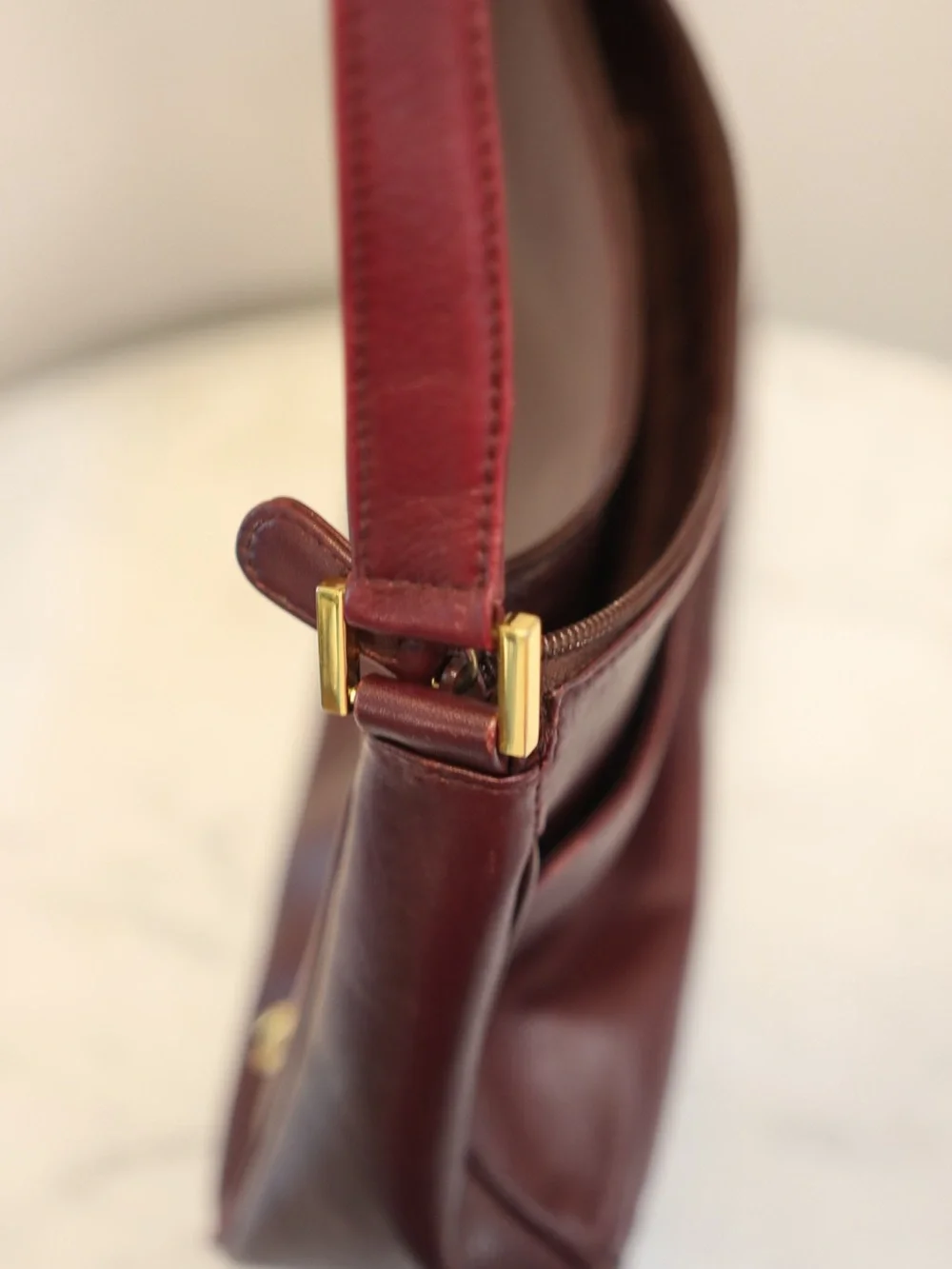 Etienne Aigner Oxblood Leather Shoulder Bag with Gold Hardware - Picture 9 of 9